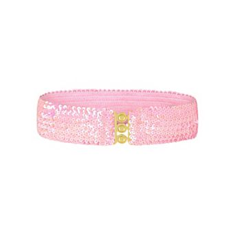 Women's Sequin Elastic Waist Belt with Gold Tone Clasp