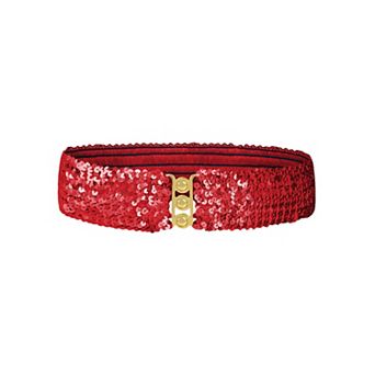 Women's Sequin Elastic Waist Belt with Gold Tone Clasp