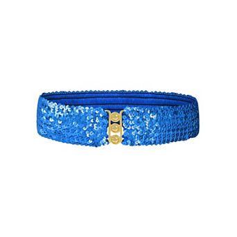 Women's Sequin Elastic Waist Belt with Gold Tone Clasp