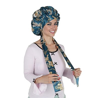 Women's Silk Bonnet for Sleeping Satin Hair Bonnet with Floral Print and Long Tie Band