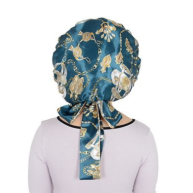 Women's Silk Bonnet for Sleeping Satin Hair Bonnet with Floral Print and Long Tie Band