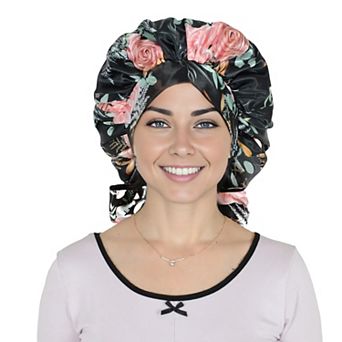 Women's Silk Bonnet for Sleeping Satin Hair Bonnet with Floral Print and Long Tie Band