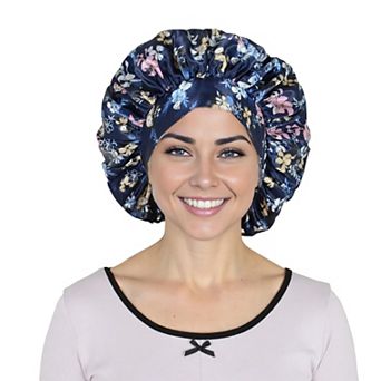 Women's Silk Bonnet for Sleeping Satin Hair Bonnet with Floral Print and Long Tie Band