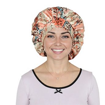 Women's Silk Bonnet for Sleeping Satin Hair Bonnet with Floral Print and Long Tie Band
