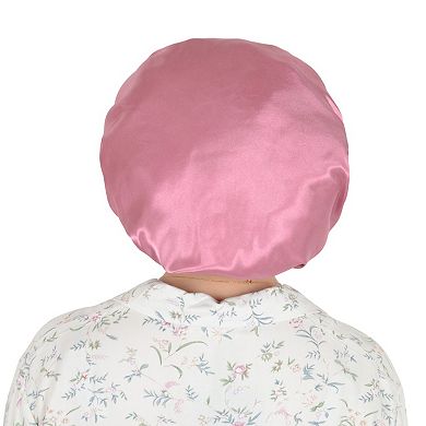 Women's Satin Sleep Bonnet Double Layer Ruffled Edge Reversible Silky Cap