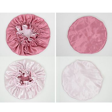 Women's Satin Sleep Bonnet Double Layer Ruffled Edge Reversible Silky Cap