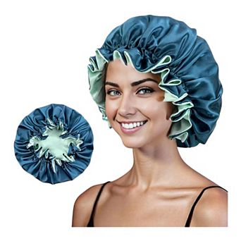 Women's Satin Sleep Bonnet Double Layer Ruffled Edge Reversible Silky Cap