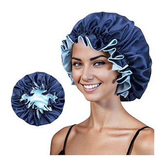 Women's Satin Sleep Bonnet Double Layer Ruffled Edge Reversible Silky Cap