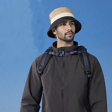 Women's Outdoor Patchwork Bucket Hat Adjustable Chin Strap Breathable Wide Brim