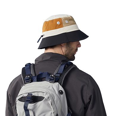 Women's Outdoor Patchwork Bucket Hat Adjustable Chin Strap Breathable Wide Brim