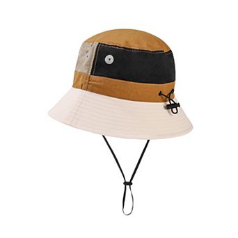 Women's Outdoor Patchwork Bucket Hat Adjustable Chin Strap Breathable Wide Brim