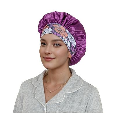 Women's Silk Bonnet for Sleeping Satin Hair Bonnet with Floral Elastic Band for Hair Protection