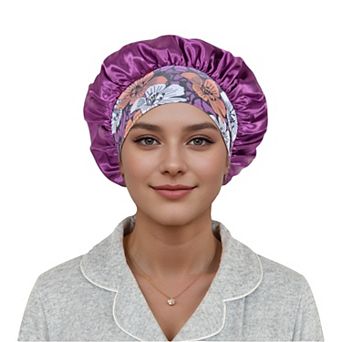 Women's Silk Bonnet for Sleeping Satin Hair Bonnet with Floral Elastic Band for Hair Protection