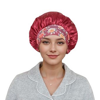 Women's Silk Bonnet for Sleeping Satin Hair Bonnet with Floral Elastic Band for Hair Protection