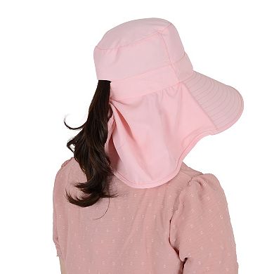 Women's Ponytail Sun Hat Wide Brim Sun Hat with Flap Packable Adjustable Summer Beach Hat