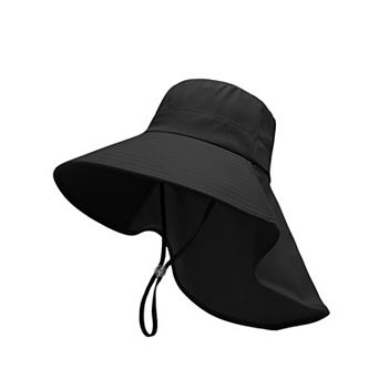 Women's Ponytail Sun Hat Wide Brim Sun Hat with Flap Packable Adjustable Summer Beach Hat