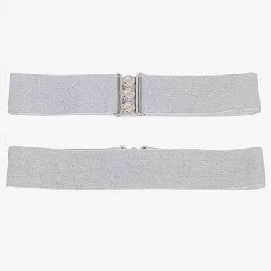 Women's Wide Elastic Waist Belt with Shiny Tone Clasp