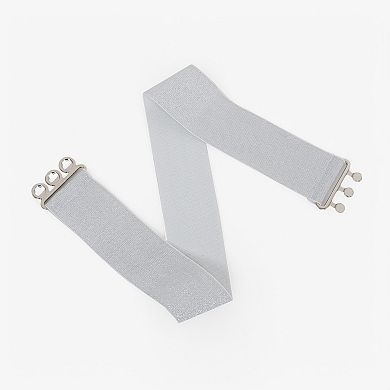 Women's Wide Elastic Waist Belt with Shiny Tone Clasp