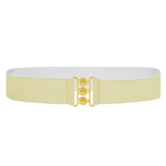 Women's Wide Elastic Waist Belt with Shiny Tone Clasp