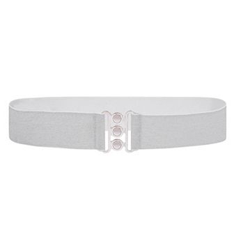 Women's Wide Elastic Waist Belt with Shiny Tone Clasp