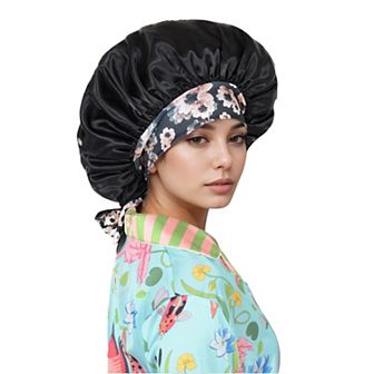 Women's Silk Bonnet for Sleeping Satin Lined Hair Bonnet with Floral Tie Band