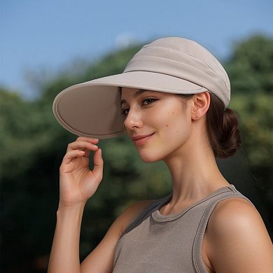 Women's Sporty Wide Brim Sun Visor Hat with Adjustable Back Strap Lightweight UV Protection Cap