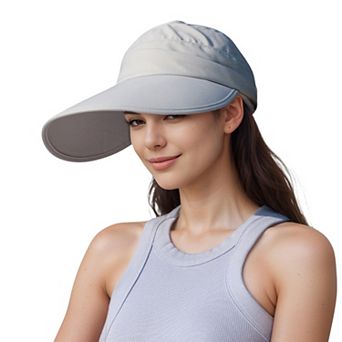 Women's Sporty Wide Brim Sun Visor Hat with Adjustable Back Strap Lightweight UV Protection Cap