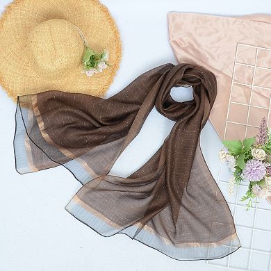 Women's Lightweight Sheer Scarf with Subtle Metallic Thread Detail Elegant Long Wrap Accessory