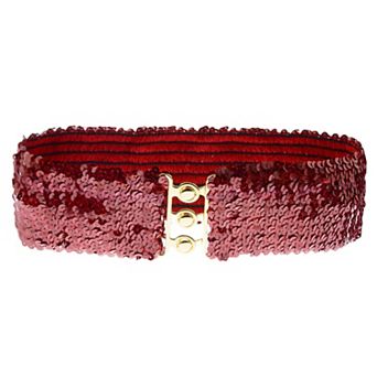 Women's Wide Elastic Sequin Belt with Clasp