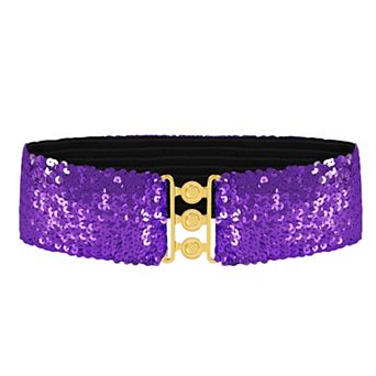 Women's Wide Elastic Sequin Belt with Clasp