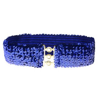 Women's Wide Elastic Sequin Belt with Clasp