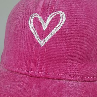 Women's Heart Embroidered Baseball Cap Low Bun Trucker Hat