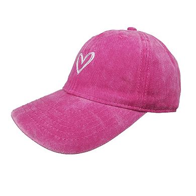 Women's Heart Embroidered Baseball Cap Low Bun Trucker Hat