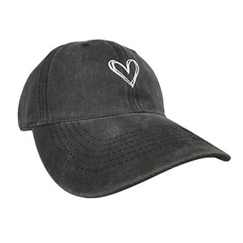 Women's Heart Embroidered Baseball Cap Low Bun Trucker Hat