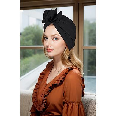 Women's Vintage Turban Headwrap with Large Bow Elegant Soft Stretch Headscarf