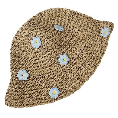 Women's Bucket Hats Flower Crochet Pattern Papyrus Fisherman Cap