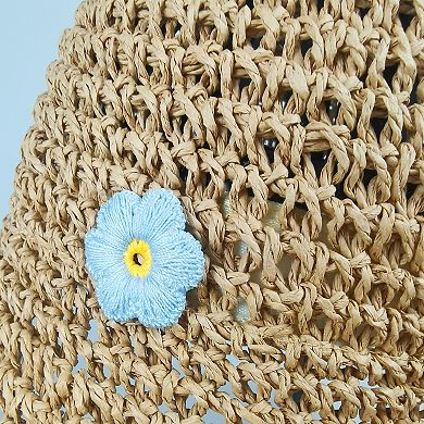 Women's Bucket Hats Flower Crochet Pattern Papyrus Fisherman Cap