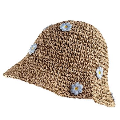 Women's Bucket Hats Flower Crochet Pattern Papyrus Fisherman Cap