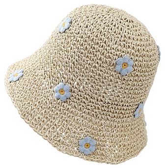 Women's Bucket Hats Flower Crochet Pattern Papyrus Fisherman Cap