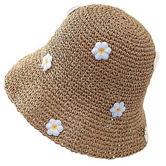 Women's Bucket Hats Flower Crochet Pattern Papyrus Fisherman Cap