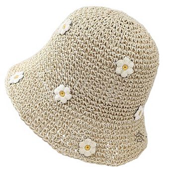 Women's Bucket Hats Flower Crochet Pattern Papyrus Fisherman Cap
