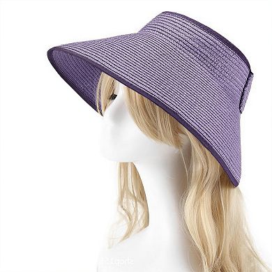 Women's Wide Brim Visor Hat with Bow Detail Adjustable Velcro Closure