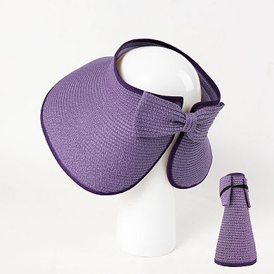Women's Wide Brim Visor Hat with Bow Detail Adjustable Velcro Closure