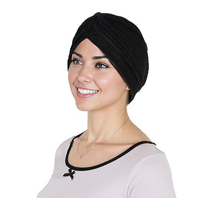 Women's Glitter Turban Twist Knot Head Wrap Stretchy Metallic Fabric Elegant Headscarf