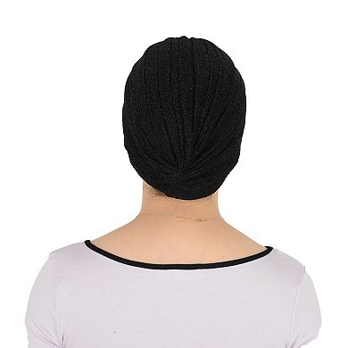 Women's Glitter Turban Twist Knot Head Wrap Stretchy Metallic Fabric Elegant Headscarf