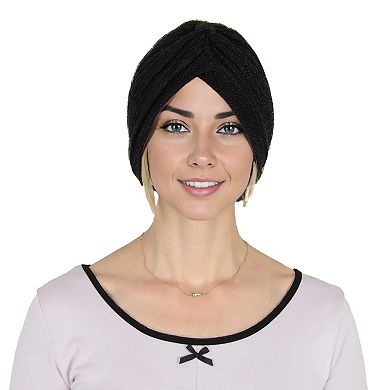 Women's Glitter Turban Twist Knot Head Wrap Stretchy Metallic Fabric Elegant Headscarf