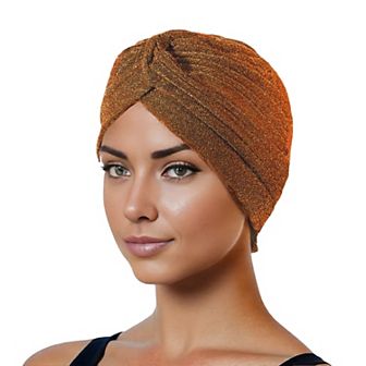 Women's Glitter Turban Twist Knot Head Wrap Stretchy Metallic Fabric Elegant Headscarf