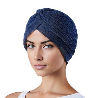 Women's Glitter Turban Twist Knot Head Wrap Stretchy Metallic Fabric Elegant Headscarf