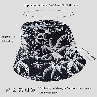 Women's Coconut Palm Print Bucket Hats Reversible Anti-UV Hat