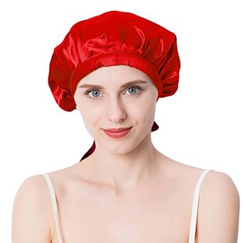 Women's Satin Sleep Bonnet Adjustable Tie Back Hair Protection Cap for All Hair Types